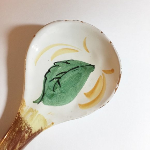 Mid Century Salad Bowl 11 1/2" + Serving Spoon & Fork Ceramic Italy 1954 Vintage - Picture 10 of 11